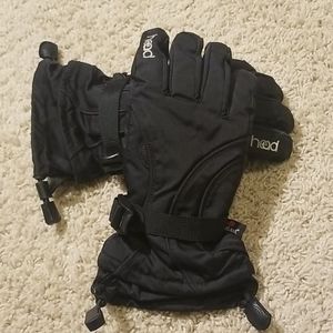 Kids black winter snow gloves